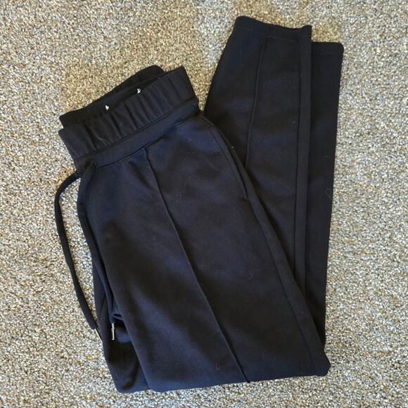 GAIAM Pants - Black Fleece Pleated Mid Rise Straight Jogger Lounge Sweat Pants Extra Small